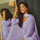 Lavender Lily Ring Work Chikankari Kurta
